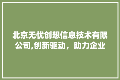 北京無憂創想信息技術 以創新為引擎，賦能企業數字化轉型